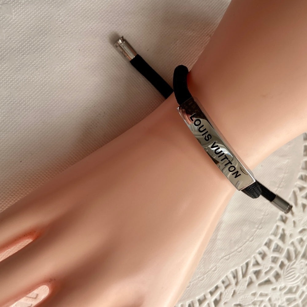 Louis Vuitton, Unisex Black Adjustable Corded Bracelet (Size 6-10)