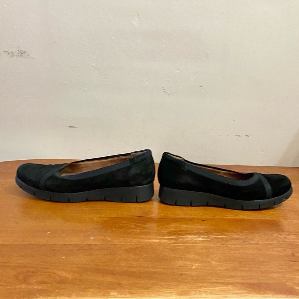 Clarks Collection Black Suede Leather Shoes Size 8.5 M