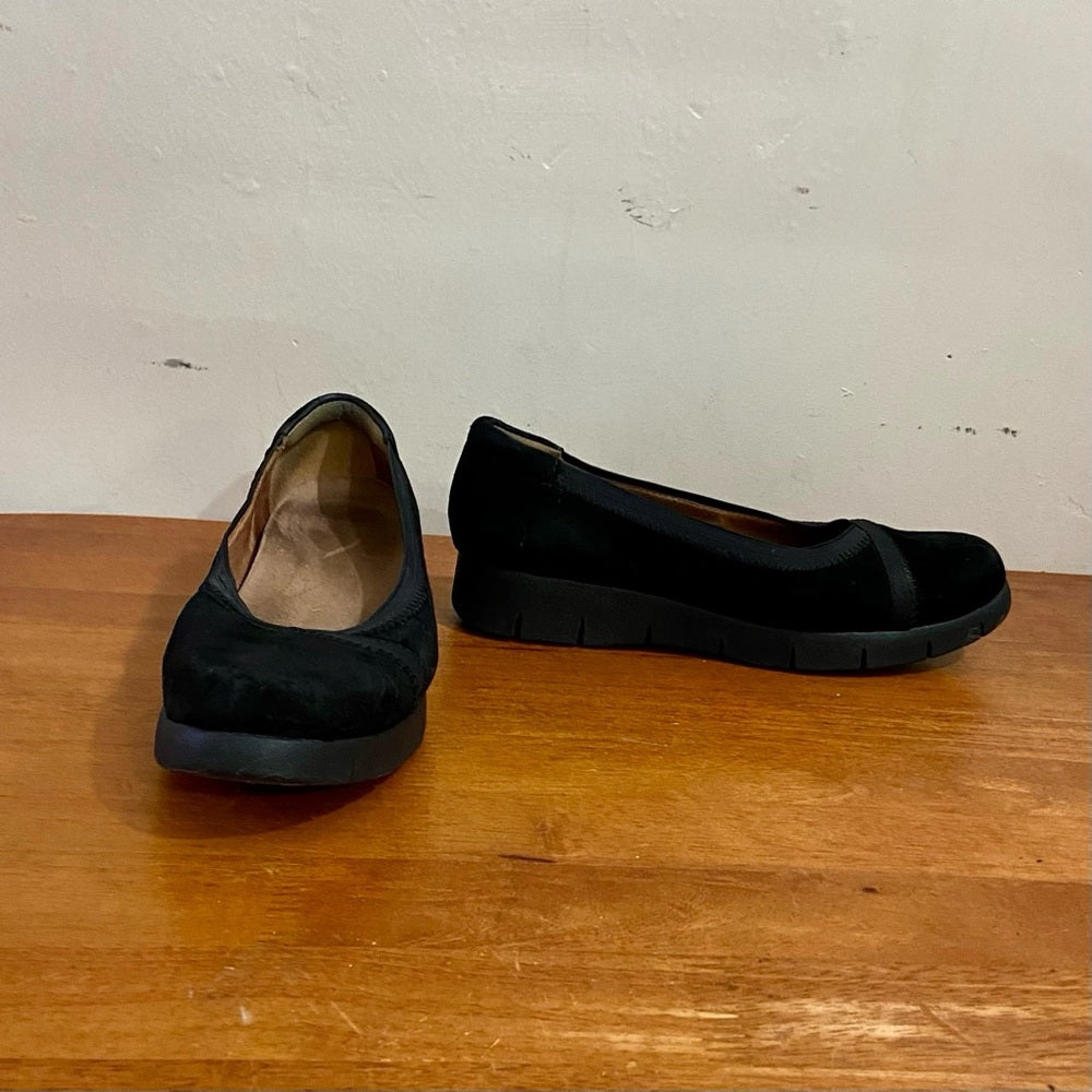 Clarks Collection Black Suede Leather Shoes Size 8.5 M