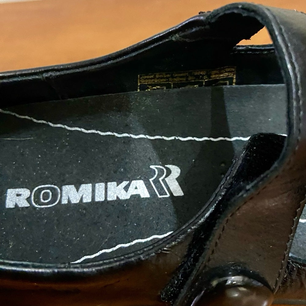 Romika Black Leather Mary Jane Loafer- Size 39 / 8