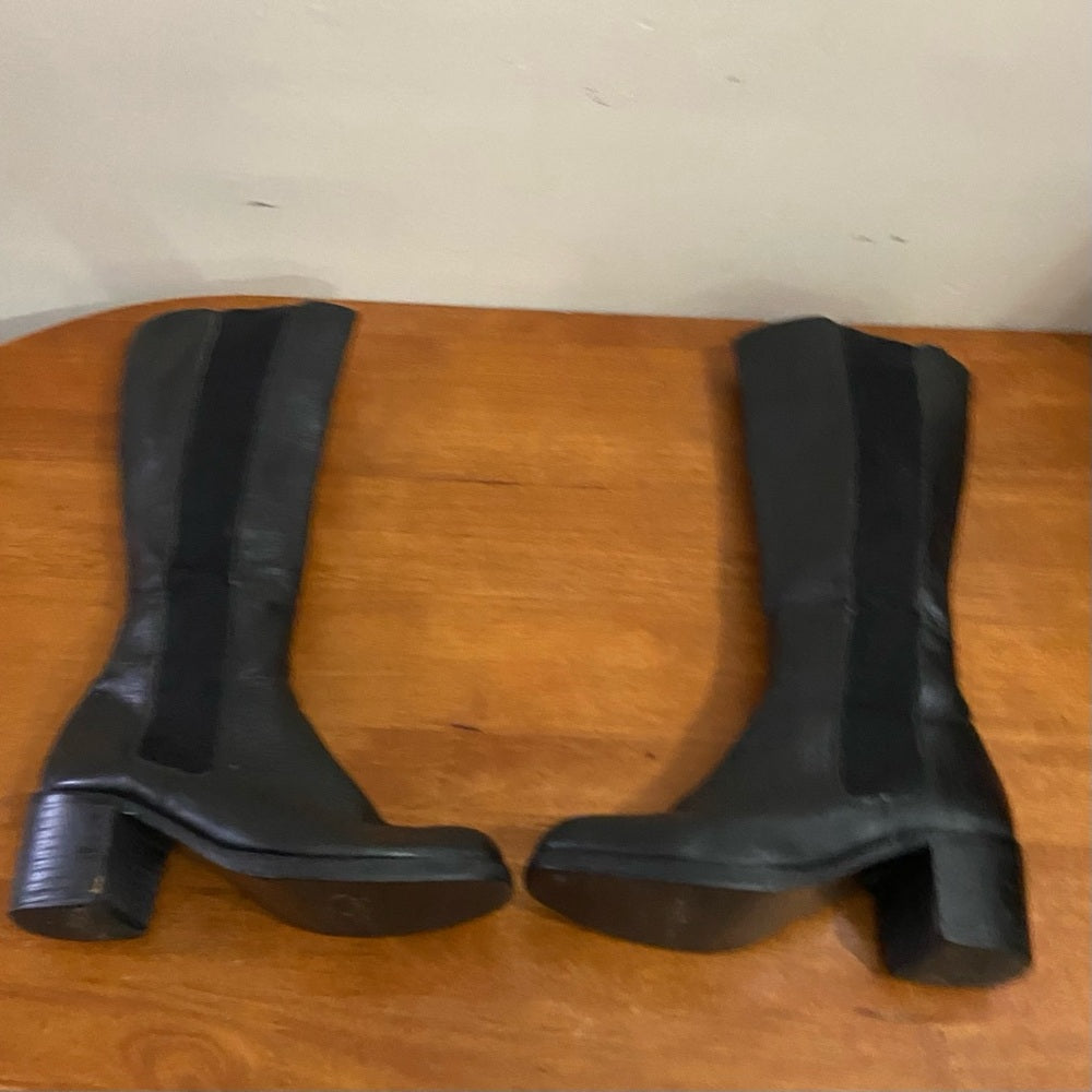 Steve Madden Black Leather High Boots Size 7