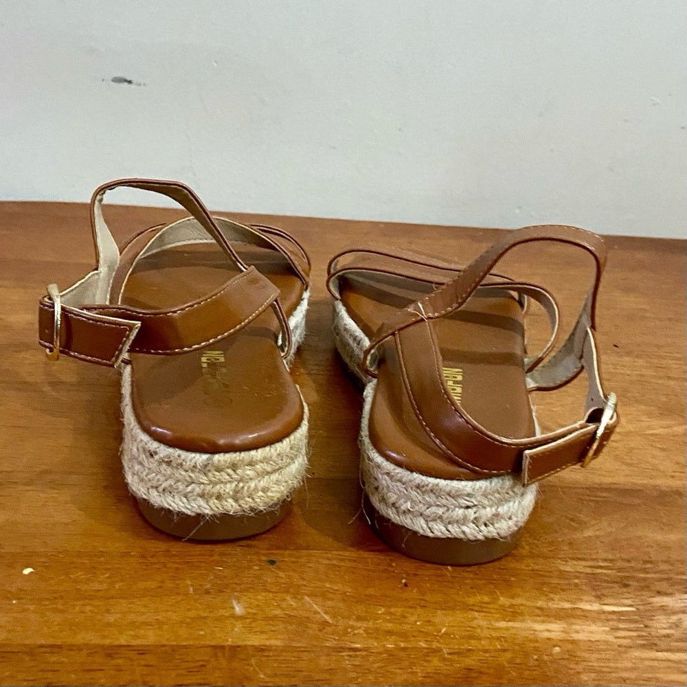 Temofon Brown Leather Wedge Sandals