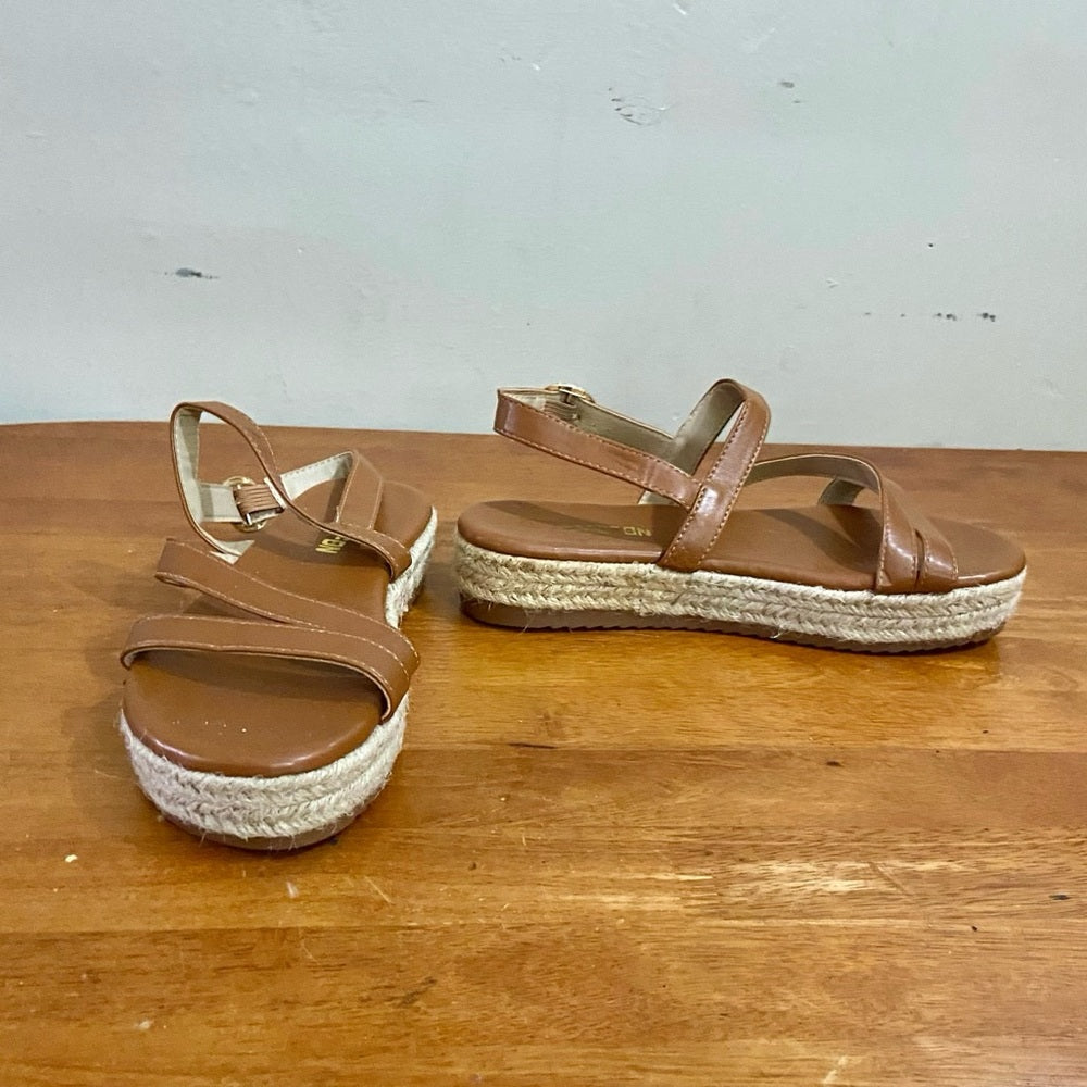 Temofon Brown Leather Wedge Sandals