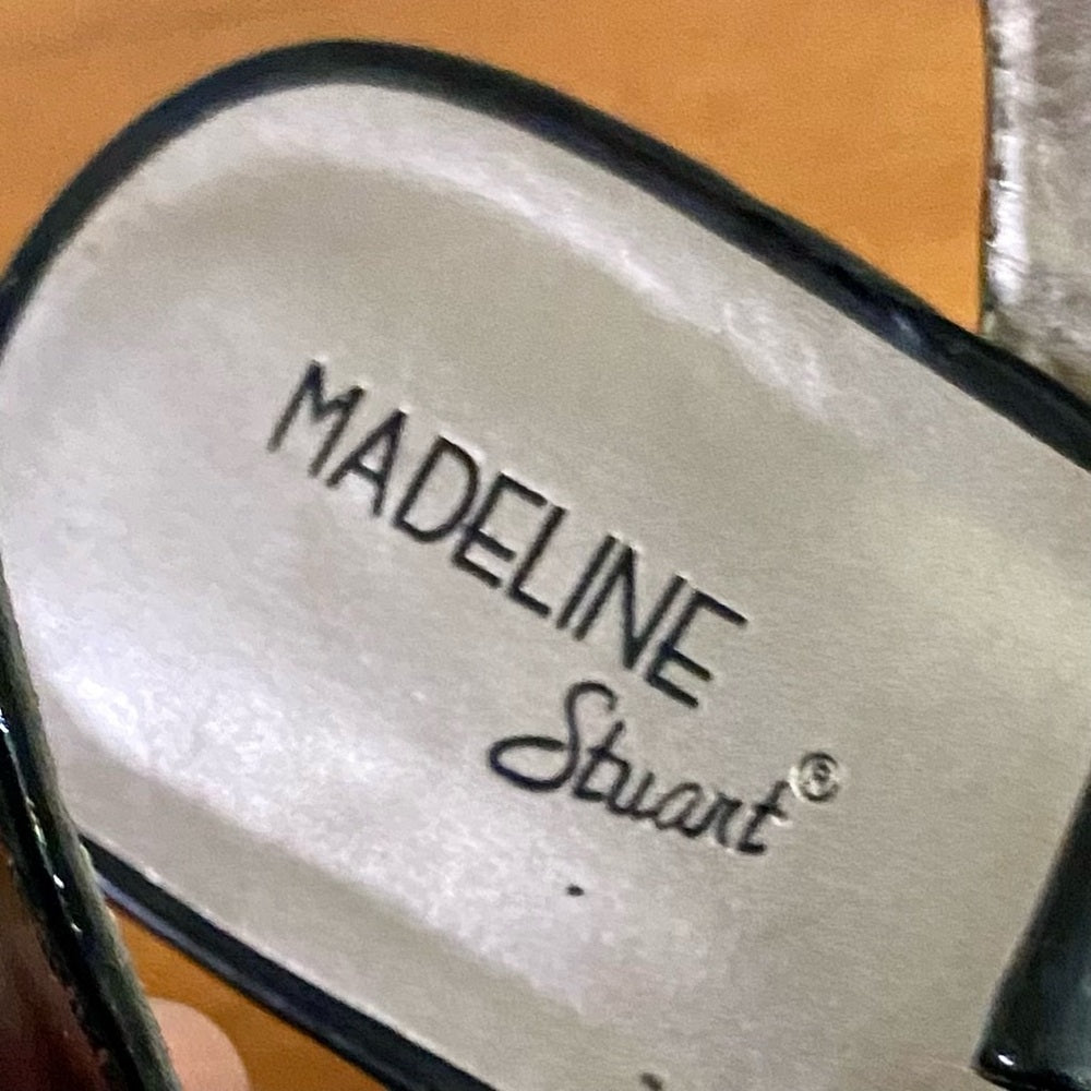 Madeline Stuart Black Wedge High Heel Sandals Size 8.5M