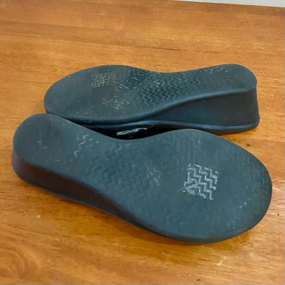 Skechers Black WedgeHeeled Sandals Size 9