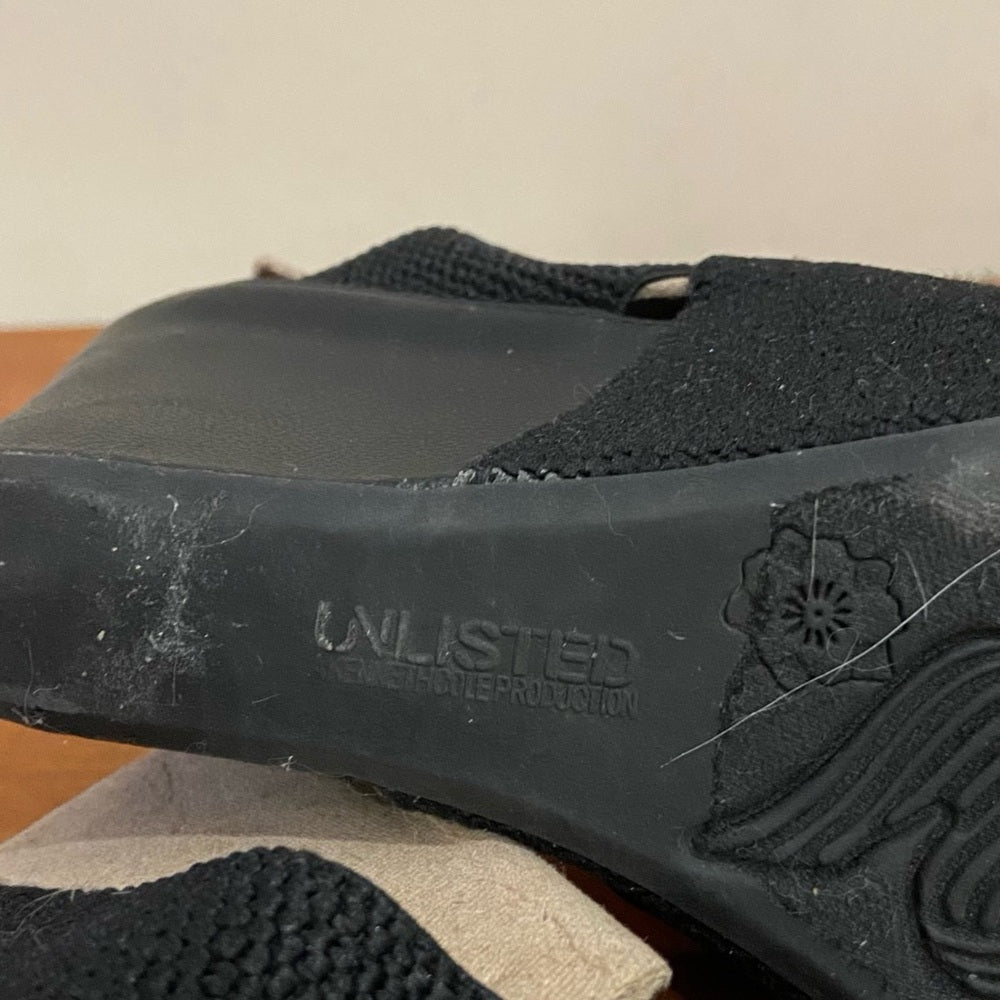 Unlisted Black Elastic WedgeHeeled Sandals Size 8