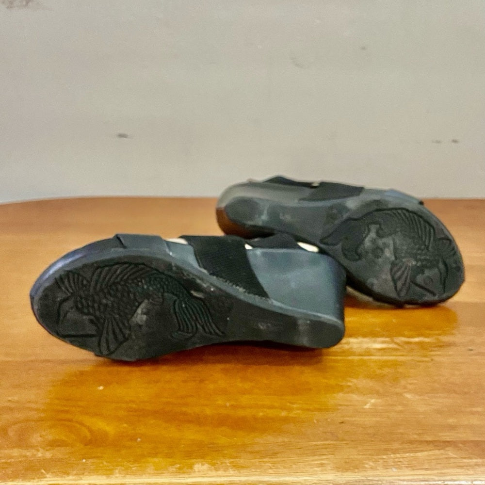 Unlisted Black Elastic WedgeHeeled Sandals Size 8