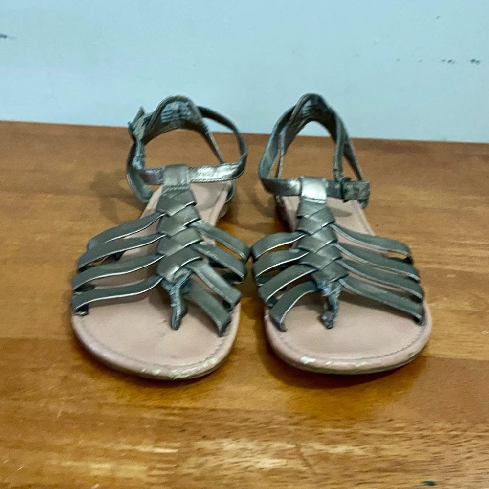 Faded Glory Gold Lesther Flat Sandals Size 8