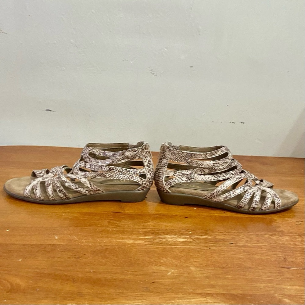 Aersoles Reptile Open Toe Strappy Ankle Shoes Size 8.5