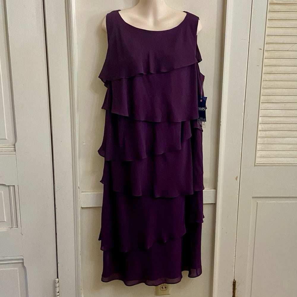 Chaps Lauren Purple Layered Dress Size 16W