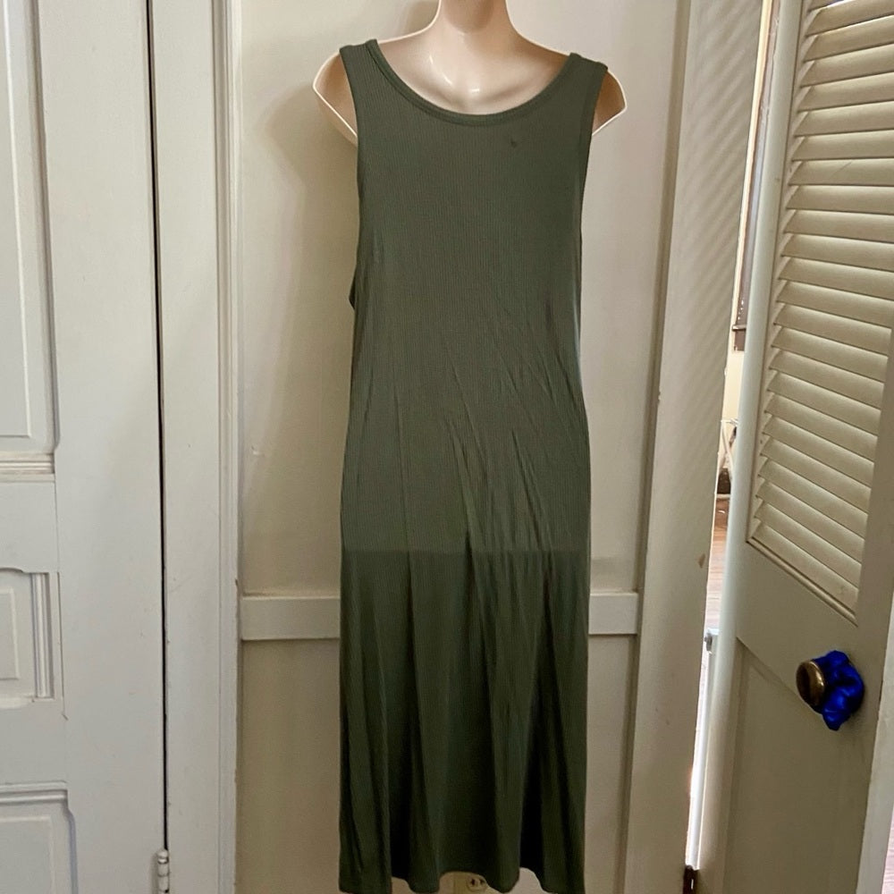 Mossimo Supply Co. Olive Green Ribbed Dress Size L