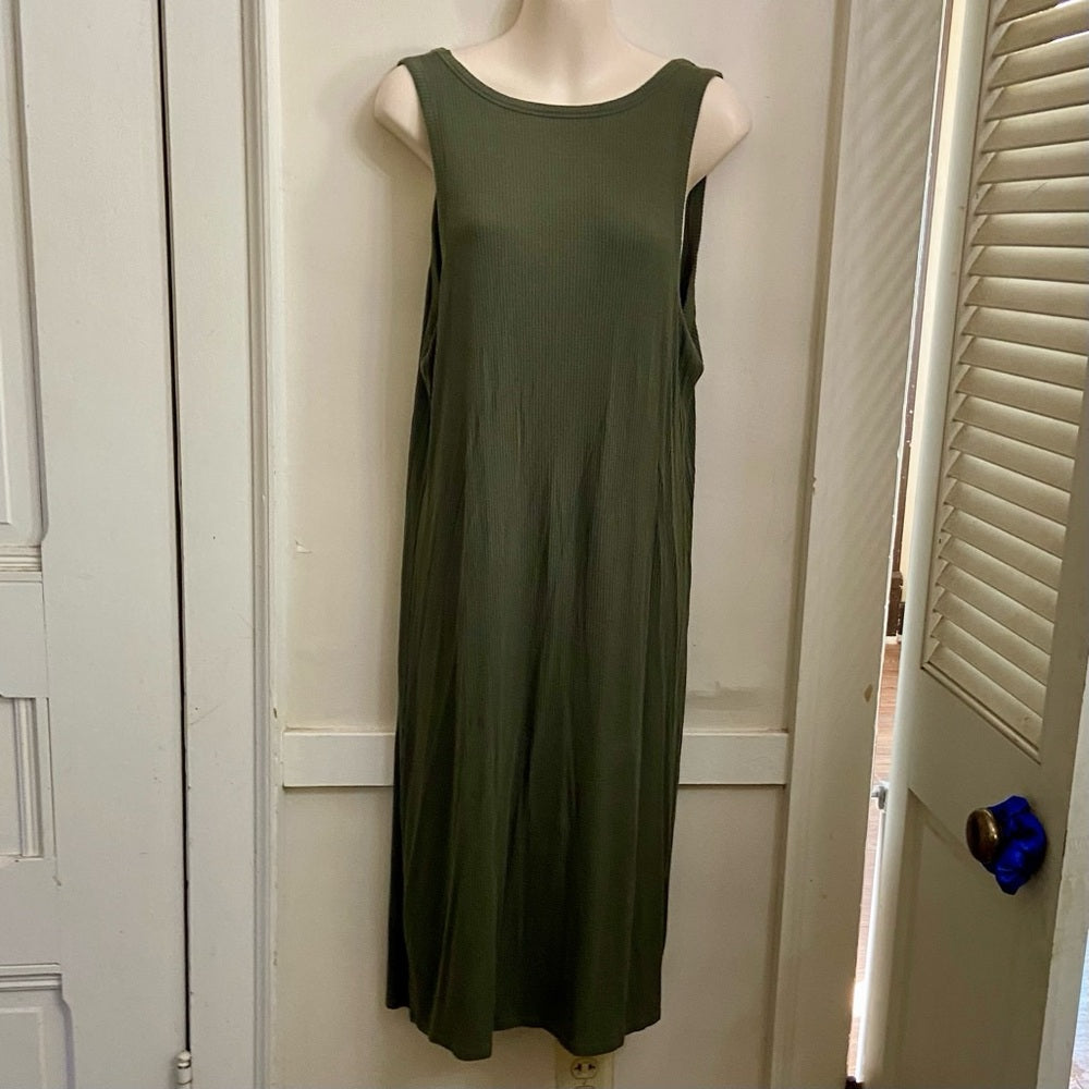 Mossimo Supply Co. Olive Green Ribbed Dress Size L