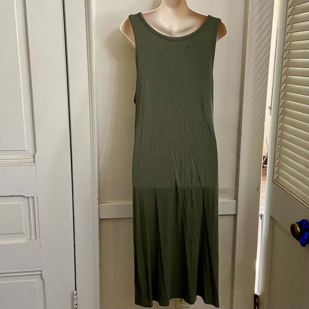 Mossimo Supply Co. Olive Green Ribbed Dress Size L
