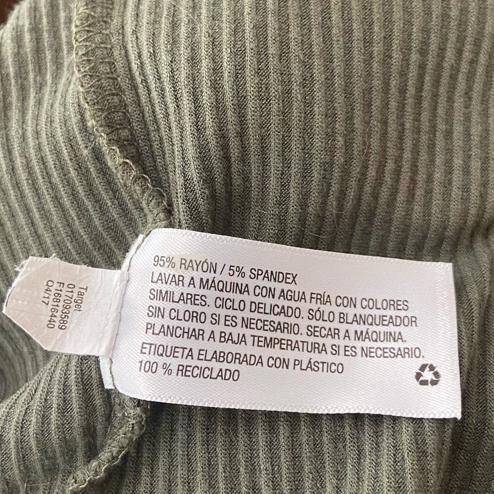 Mossimo Supply Co. Olive Green Ribbed Dress Size L