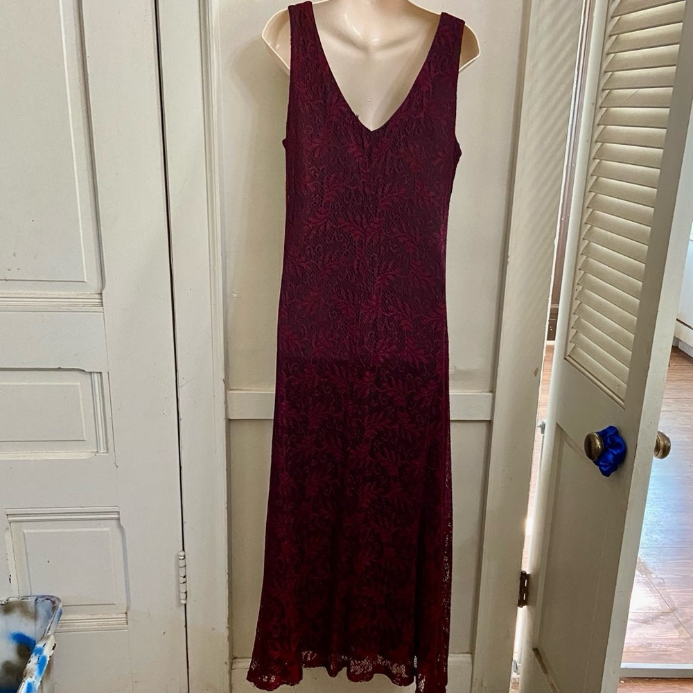 Vintage Harlow Red Lace Lined Dress Size 10