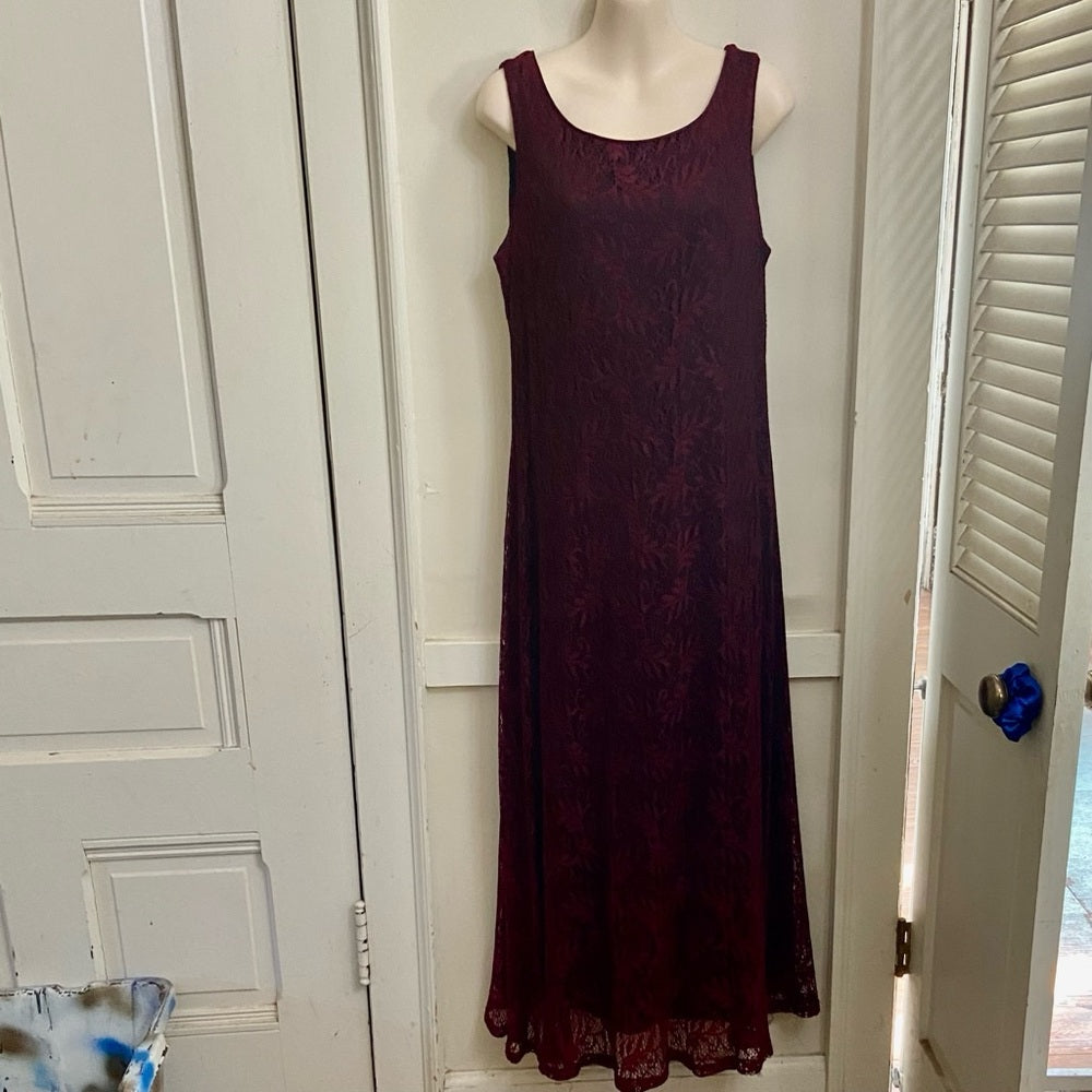 Vintage Harlow Red Lace Lined Dress Size 10