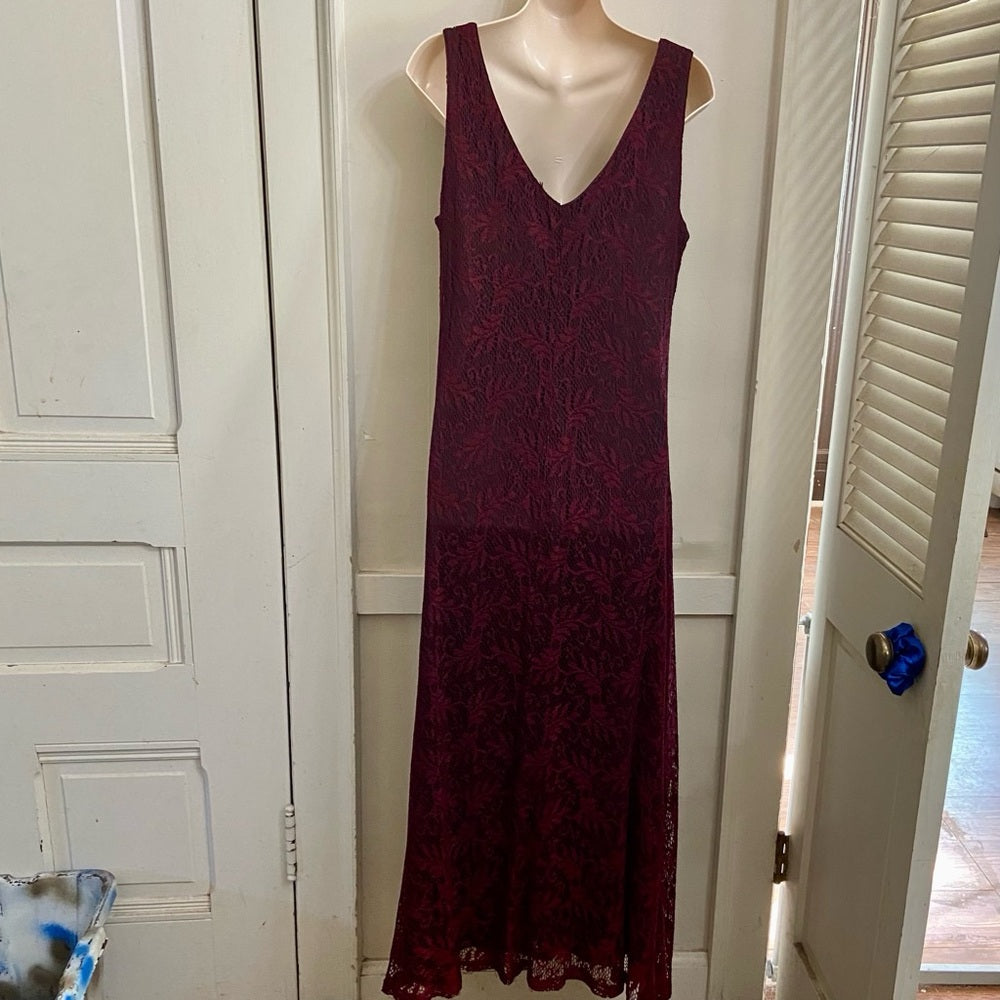 Vintage Harlow Red Lace Lined Dress Size 10