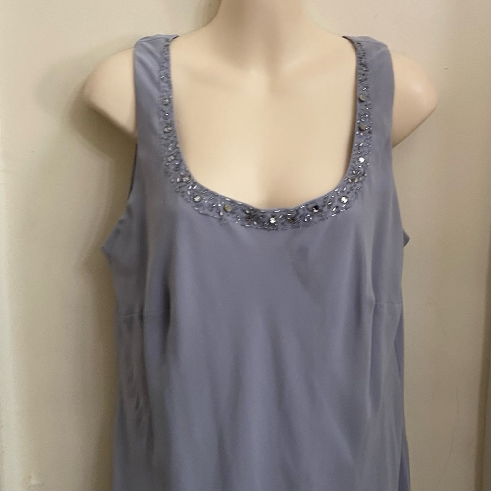 SL Fashions Light Lilac with Rhinestones on Neckline Layered Lined Dress Size 14