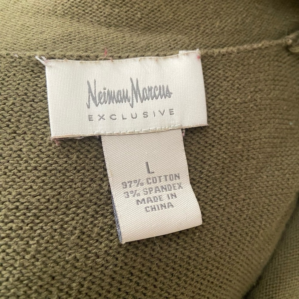 Neiman Marcus Olive Green Mini Sweater Dress (L)
