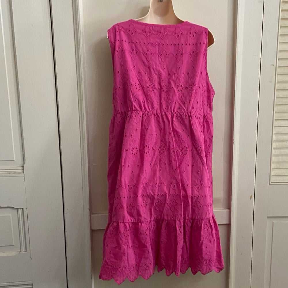 SHEIN Pink Eyelet Lined Dress, New Without Tag, Size 12
