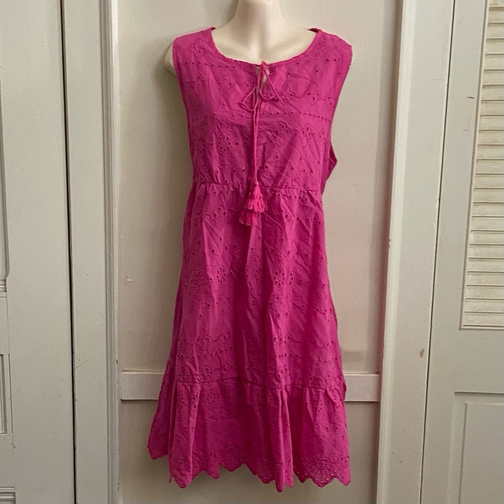 SHEIN Pink Eyelet Lined Dress, New Without Tag, Size 12