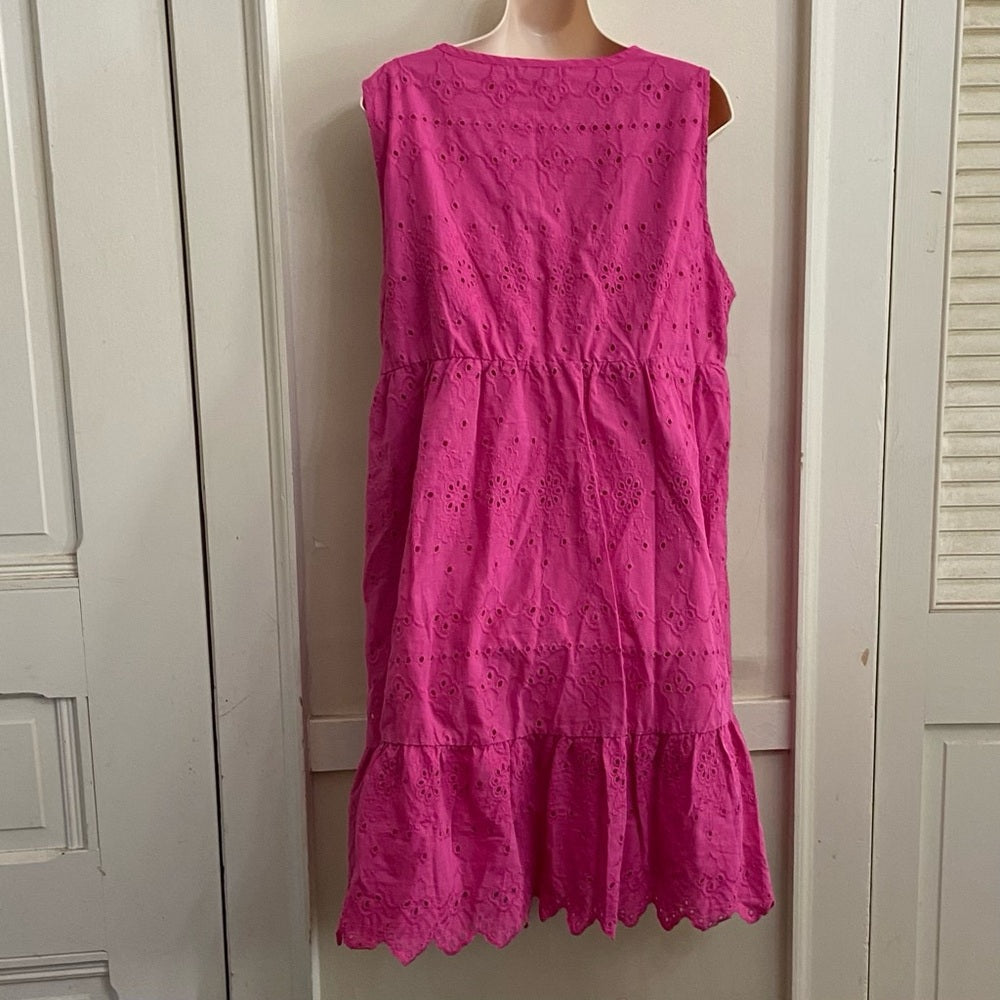 SHEIN Pink Eyelet Lined Dress, New Without Tag, Size 12