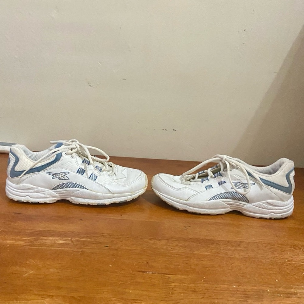 Reebok White and Blue Rubber Sneakers Size 8