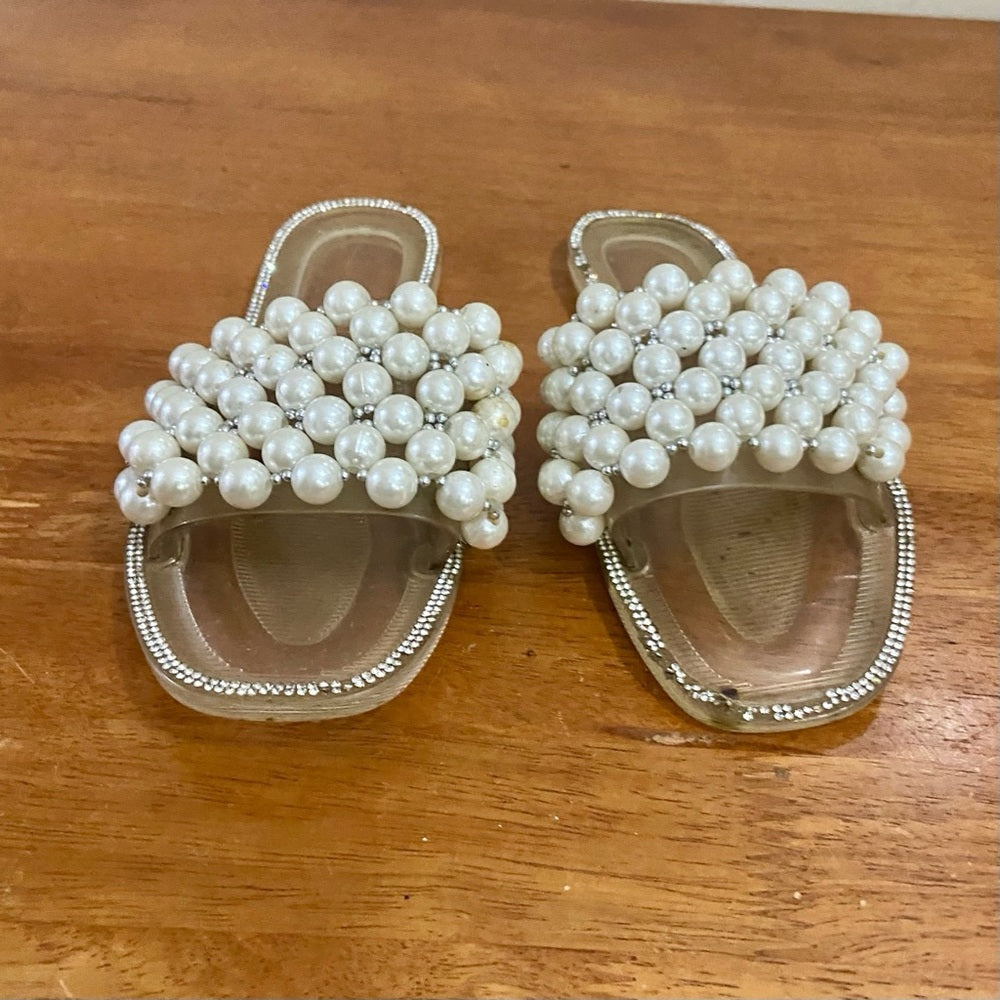 Elegant Bedroom Slippers with Pearls and Rhinestones