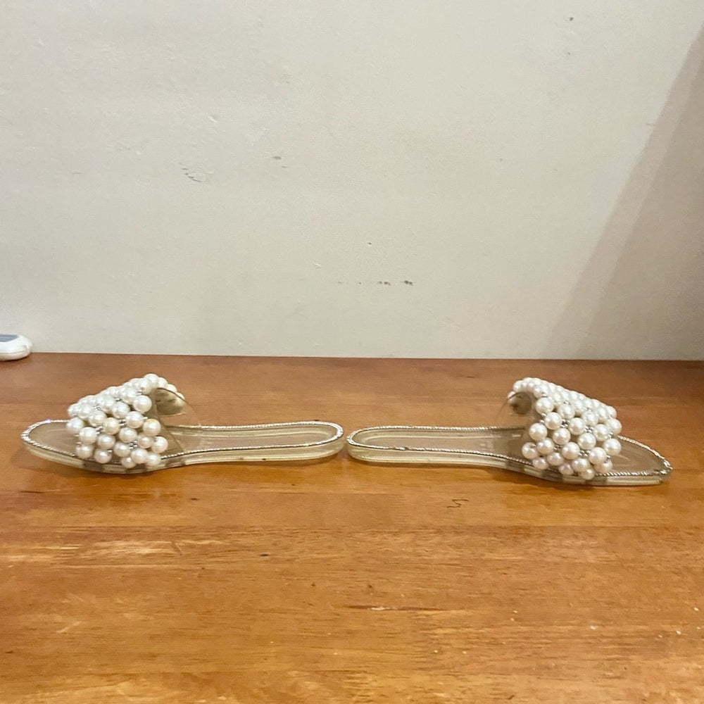 Elegant Bedroom Slippers with Pearls and Rhinestones