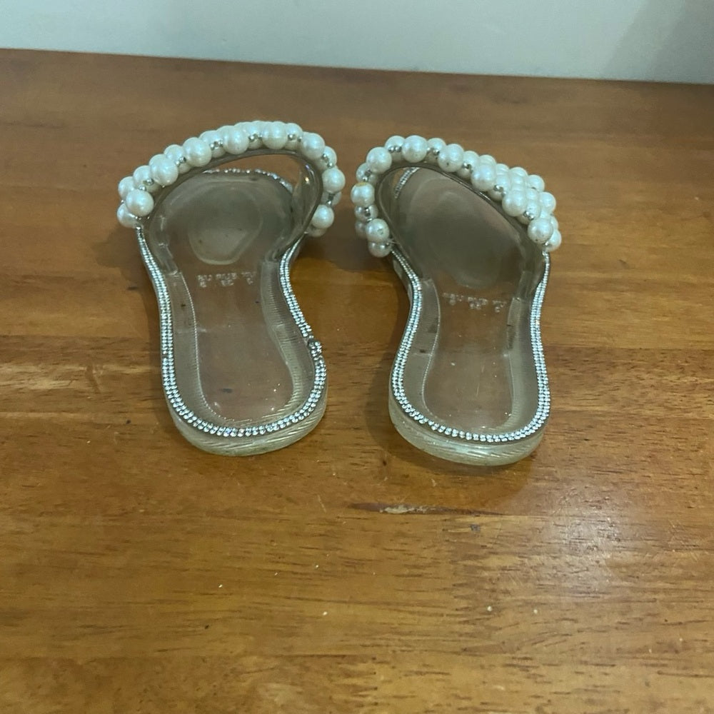 Elegant Bedroom Slippers with Pearls and Rhinestones