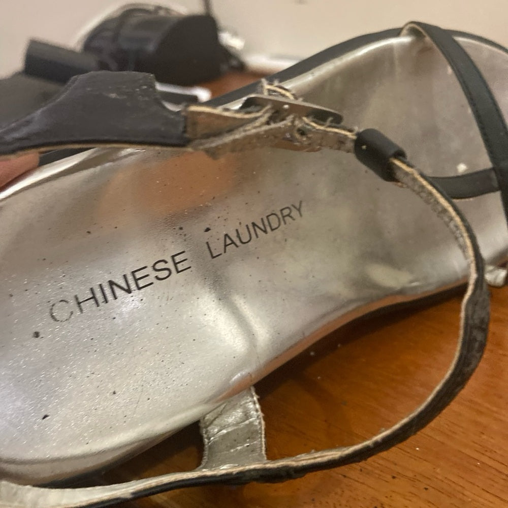 Chinese Laundry Black and Silverer Platf Sandals Size 8