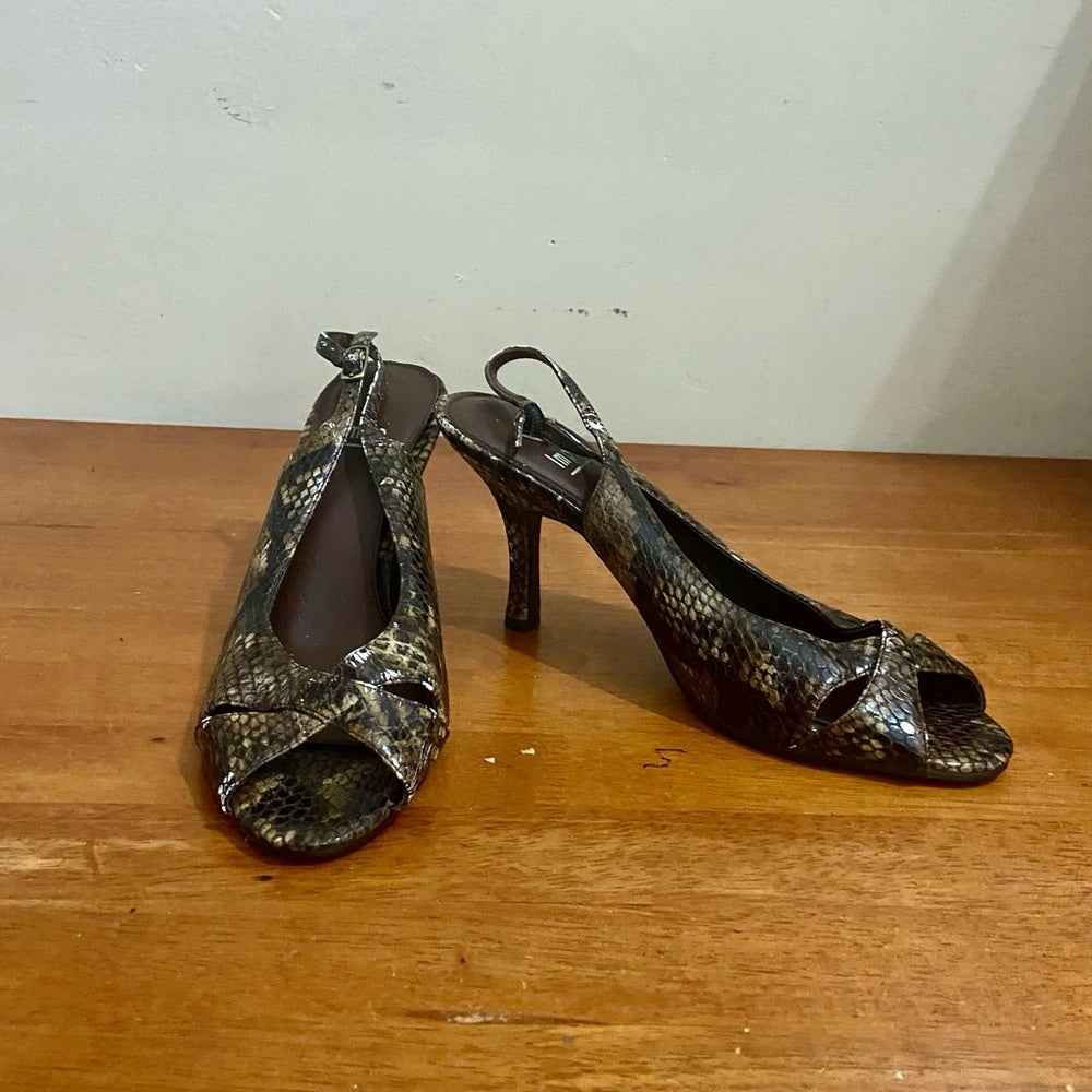 Impo Brown Faux Reptile High Heel Shoes Size 9M
