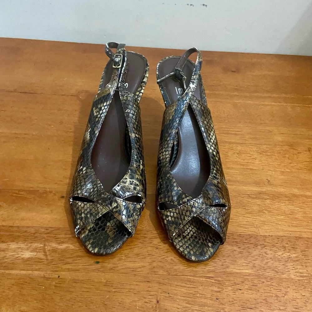 Impo Brown Faux Reptile High Heel Shoes Size 9M