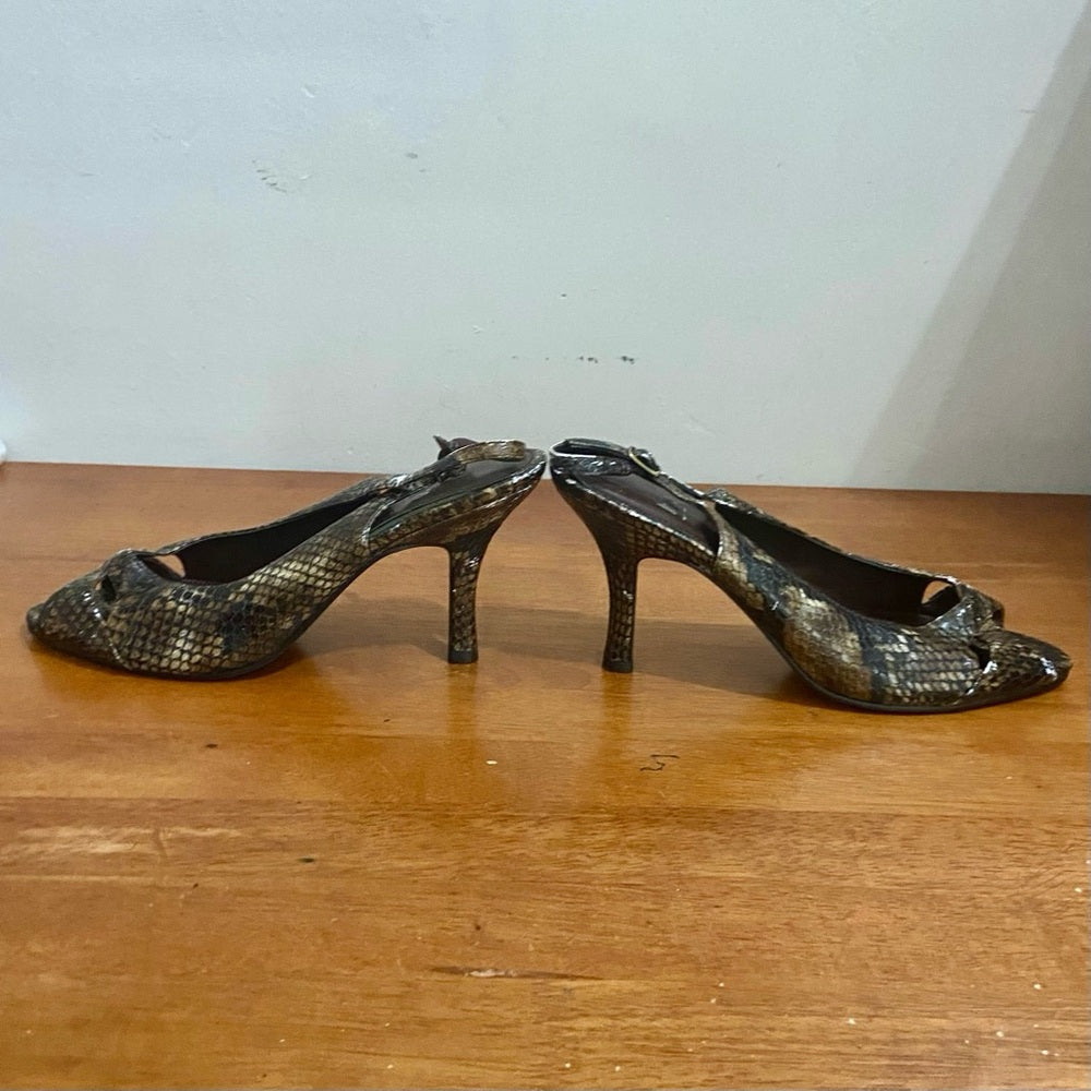 Impo Brown Faux Reptile High Heel Shoes Size 9M