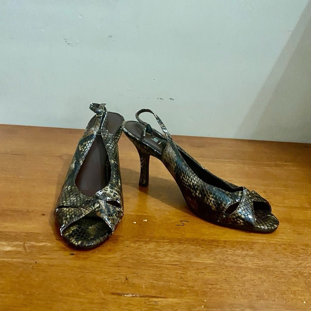 Impo Brown Faux Reptile High Heel Shoes Size 9M