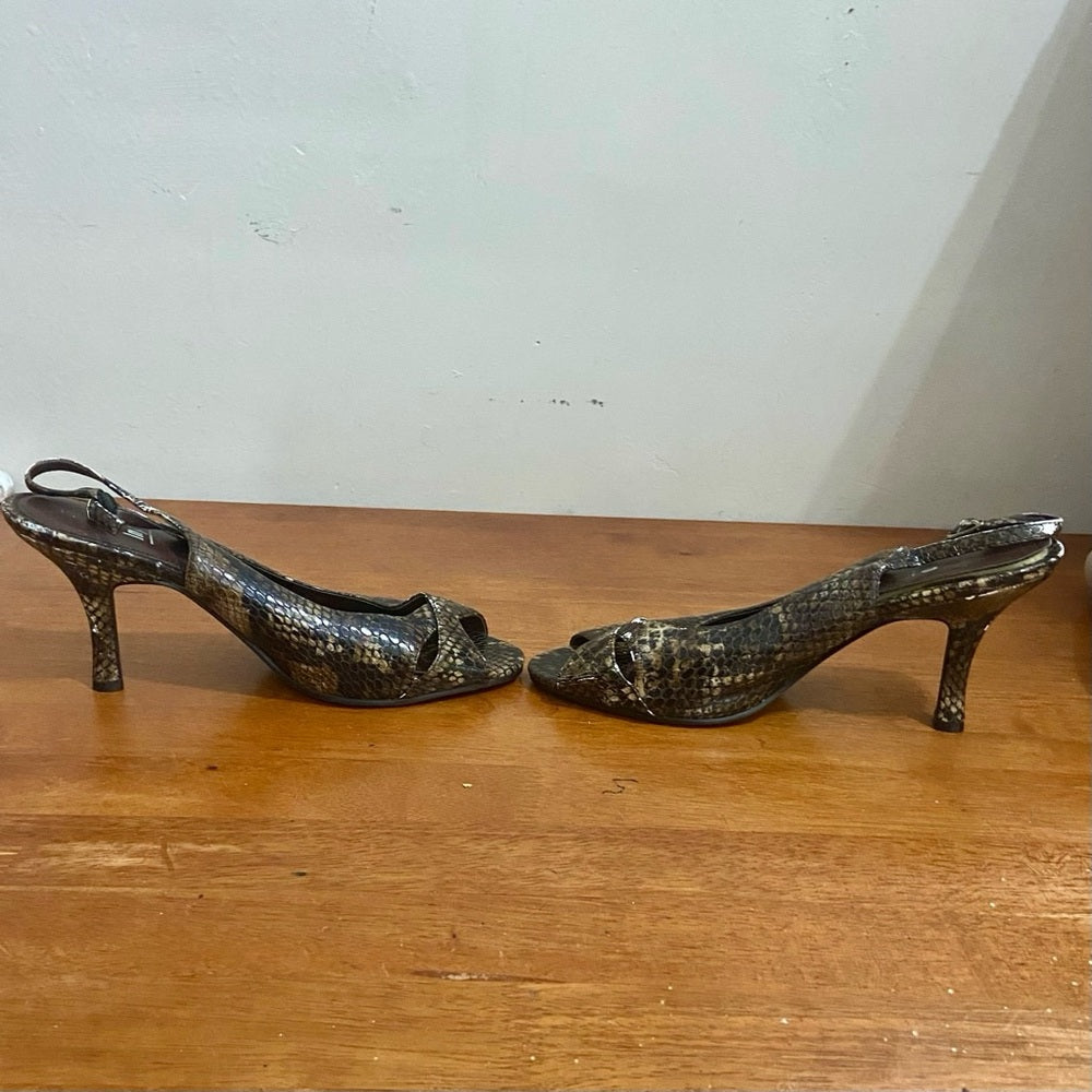 Impo Brown Faux Reptile High Heel Shoes Size 9M