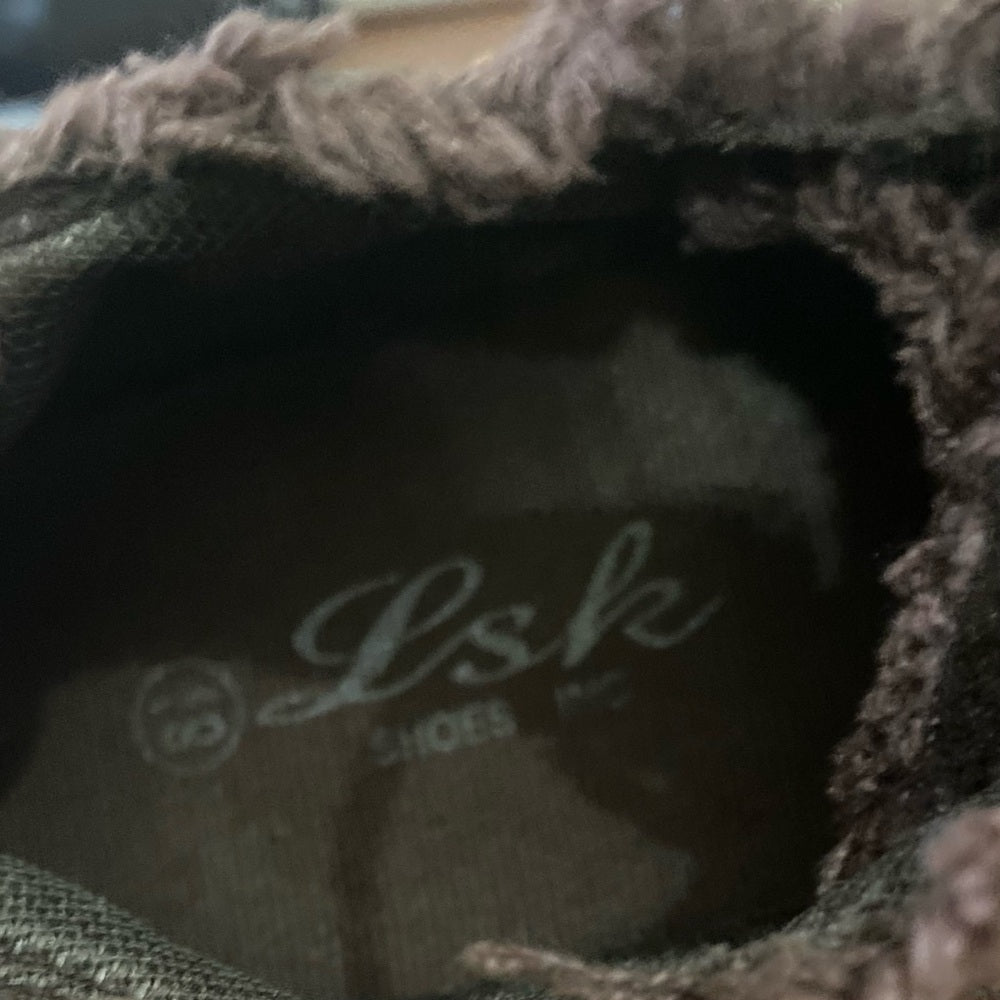 LSK Brown Canvas Espadrille Sneakers with Embellishments Size 8-8.5