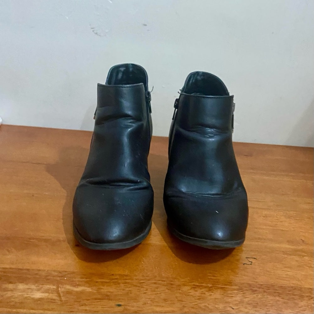 Style & Co., Black Leather Ankle Boots Size 9