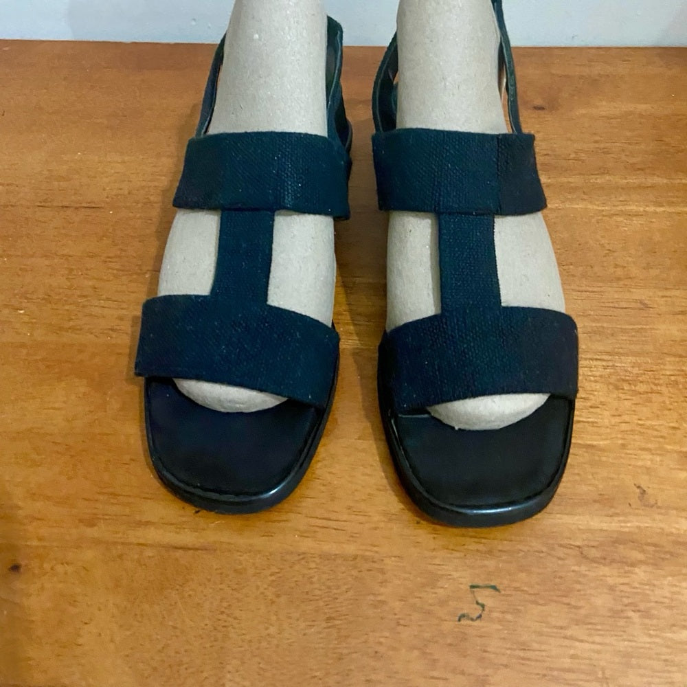 Sesto Meucci, Made in Italy, Black Elastic Sandals Size 8.5
