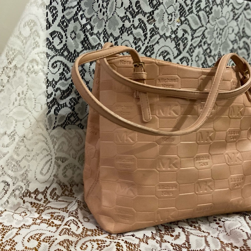 Michael Kors Embossed Pink Leather 2Way Handbag- Shoulder Bag 12in 12in X 6in