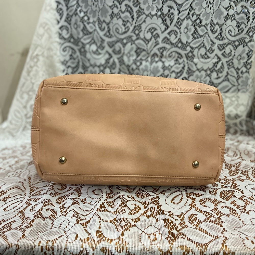 Michael Kors Embossed Pink Leather 2Way Handbag- Shoulder Bag 12in 12in X 6in