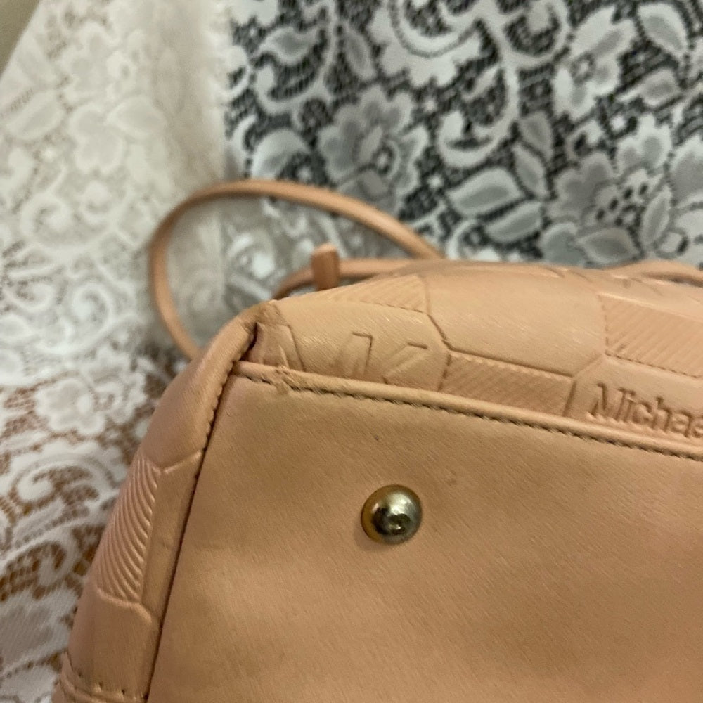 Michael Kors Embossed Pink Leather 2Way Handbag- Shoulder Bag 12in 12in X 6in