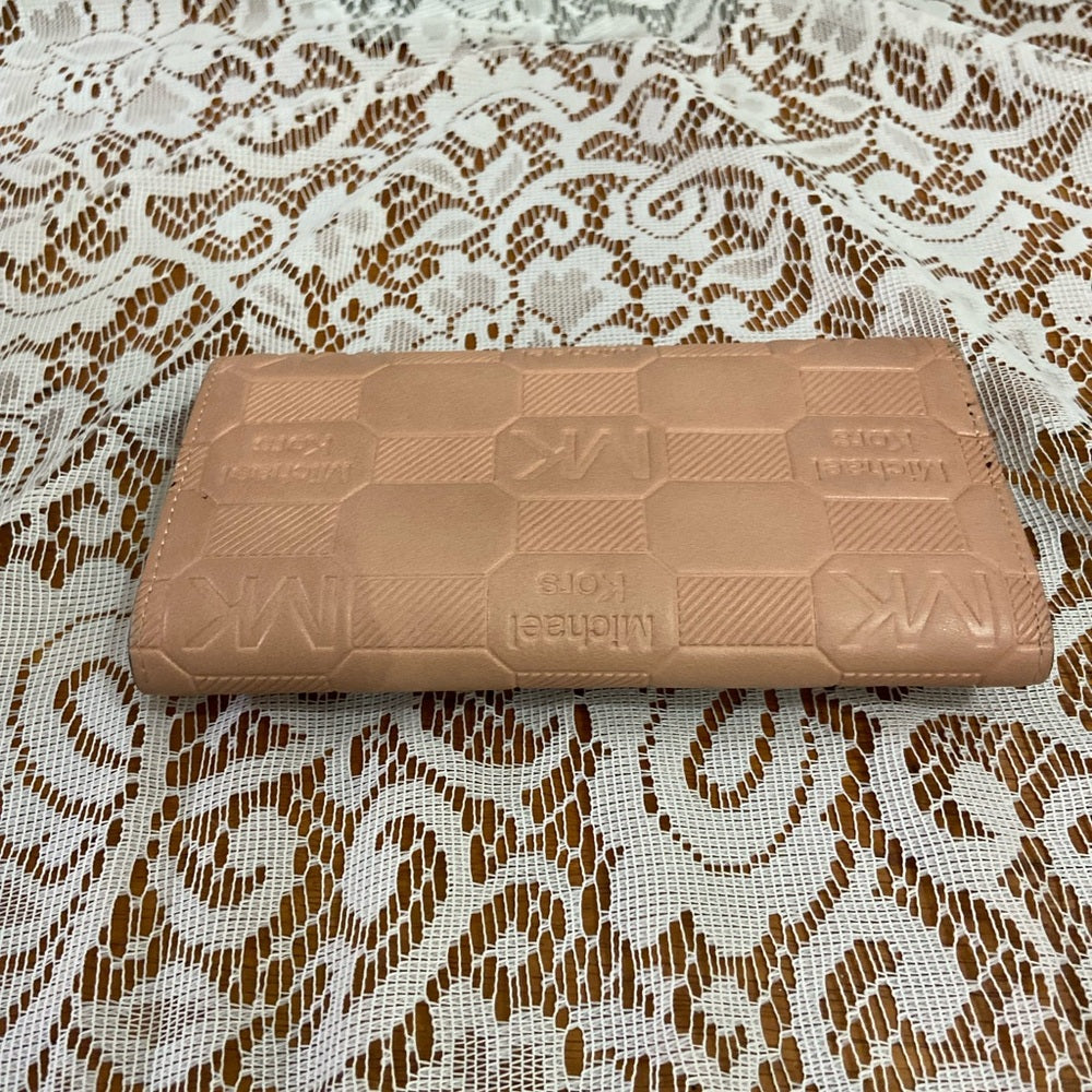 Michael Kors Embossed Pink Leather, Bifold, Long Wallet 7.5in d 4in