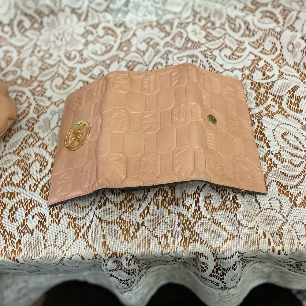 Michael Kors Embossed Pink Leather, Bifold, Long Wallet 7.5in d 4in