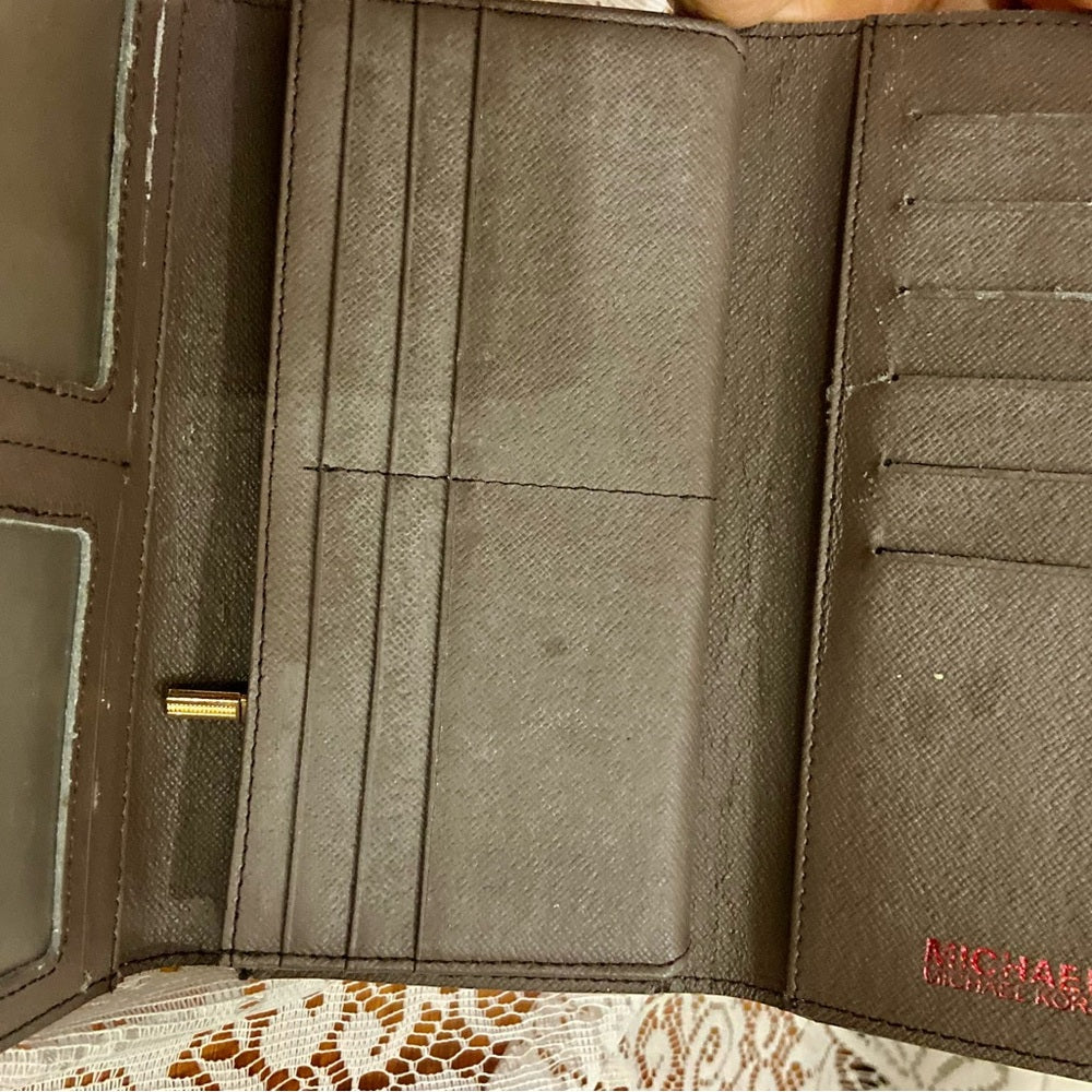 Michael Kors Embossed Pink Leather, Bifold, Long Wallet 7.5in d 4in