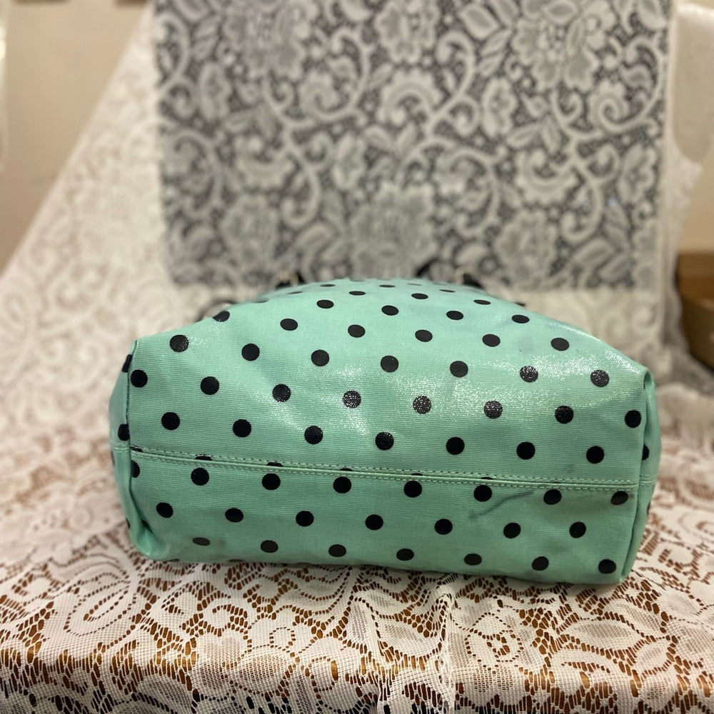 Merona, Large, Polka Dot Aqua-White Tote Handbag 13in x 16in x 5in