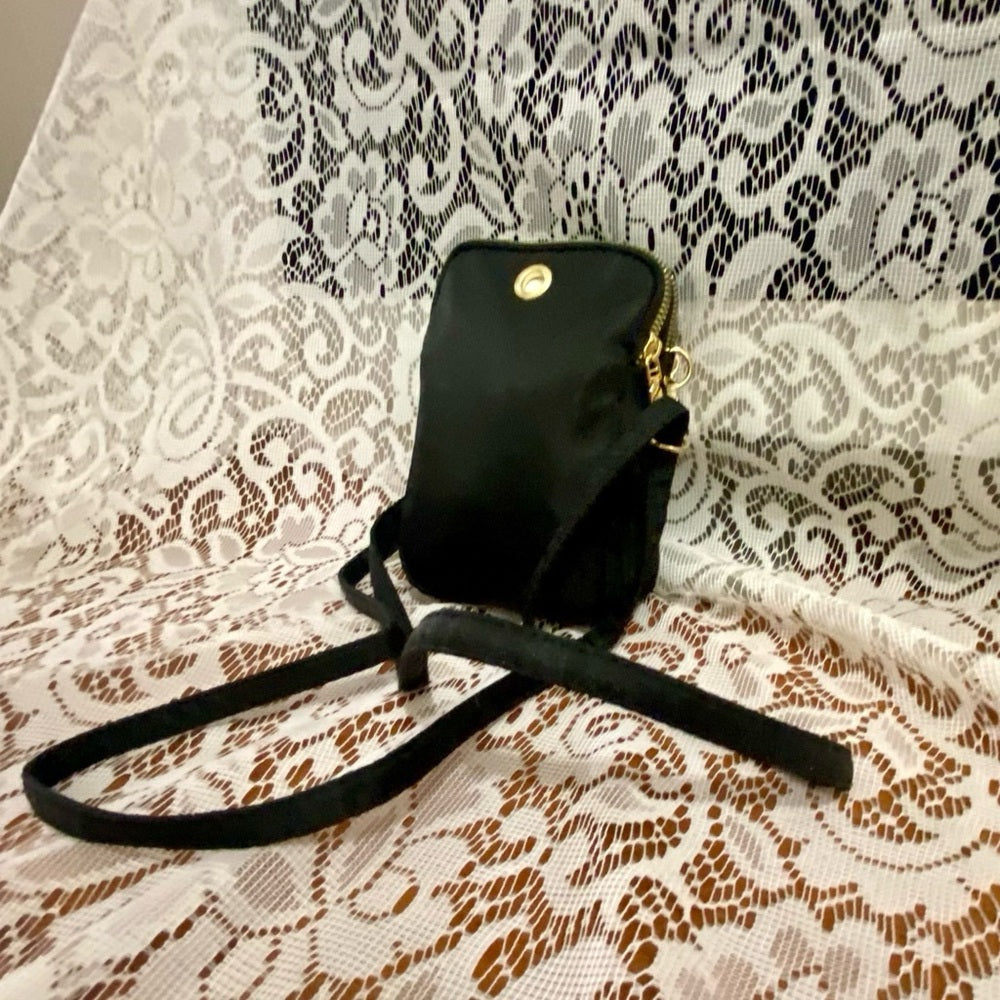 Black Nylon 3- Gold Zippy Compartments Crossbody
