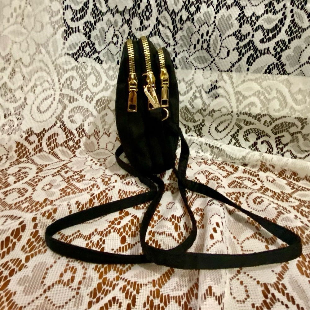 Black Nylon 3- Gold Zippy Compartments Crossbody