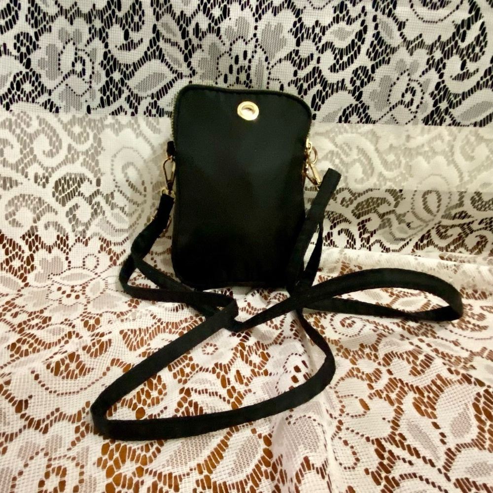Black Nylon 3- Gold Zippy Compartments Crossbody