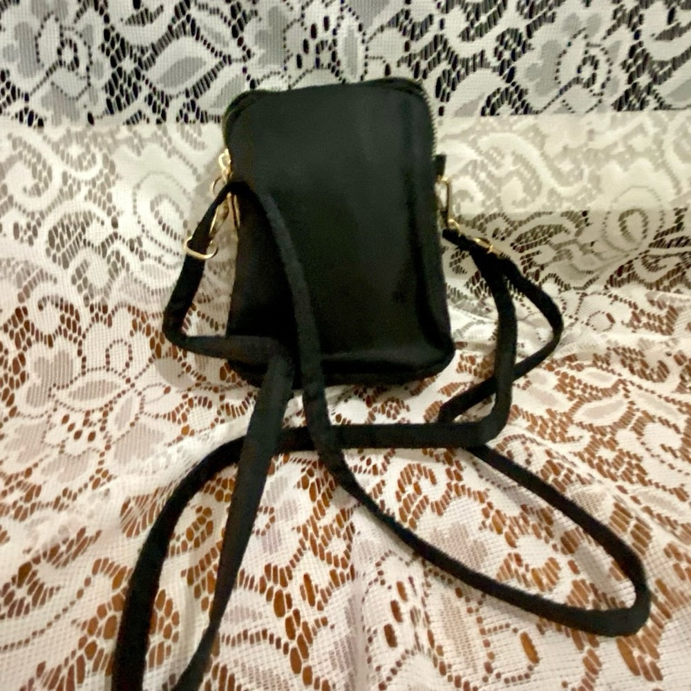 Black Nylon 3- Gold Zippy Compartments Crossbody